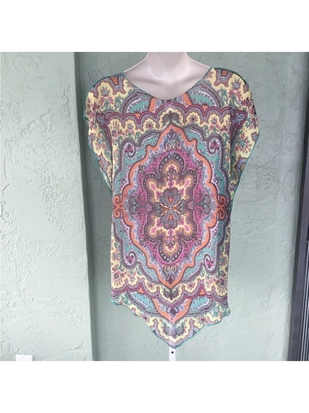 Becca by Rebecca Virtue Woman’s swimsuit coverup M/L Indian paisley print - Picture 2 of 14